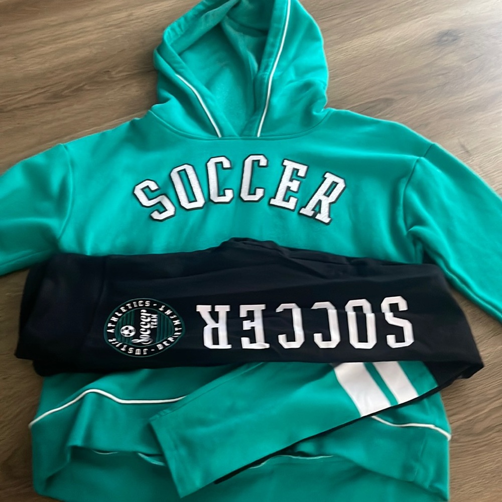 justice soccer hoodie and leggings set